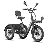 Tricycle électrique FAFREES F20 Mate II, batterie 48 V 21 Ah, freins à disque hydrauliques, paniers avant et arrière - noir