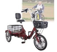 Tricycle Électrique Pliable,Batterie 400W 48V 12Ah,Transmission À 8 Roulements,3 Modes De Conduite,Pneus 10 Pouces,Vitesse 23Km/H,Autonomie 60Km,3 Réglages De Vitesse,Pour Seniors,Adultes,Red