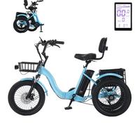 Tricycle électrique Pliable générique pour Adultes, pneus Larges de 18 Pouces, Panier Cargo
