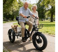 Tricycle éLectrique Pliable Pour Adulte,20 Pouces Pneus Larges,éCran Lcd NuméRique (Vitesse,KiloméTrage,Puissance,Temps),Batterie Amovible 48 V/13 Ah, Autonomie 32 Km,Pour Courses Et Pique-Niques