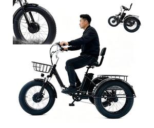 Tricycle éLectrique Pliable Pour Adulte,20 Pouces Pneus Larges,éCran Lcd NuméRique (Vitesse,KiloméTrage,Puissance,Temps),Batterie Amovible 48 V/13 Ah, Autonomie 32 Km,Pour Courses Et Pique-Niques
