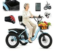 Tricycle Électrique Pliable Pour Seniors,Autonomie De 44Km,48V13Ah B | 3 Modes De Puissance,Pneus Larges De 18 PoX3 Po,7 Vitesses,Avec 2 Paniers De Rangement,Écran Lcd,Phare Et Confort De Conduite