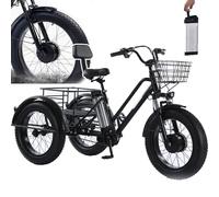 Tricycle électrique Pour Adultes - Charge 200 Kg, Vélo Cargo électrique à Pneus Larges De 20'' , Batterie Amovible 48 V/12 Ah - Autonomie 35 Km, Pour Les Trajets Domicile-Travail Et Les Voyages