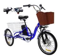 Tricycle électrique pour adultes, moteur de 350 W avec assistance à pédale à 7 vitesses, 3 modes de conduite, klaxon et phare LED, idéal pour les trajets quotidiens, les courses et le transport de