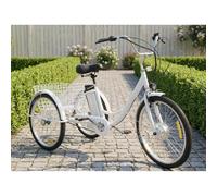 Tricycle Électrique Pour Adultes, Tricycle Électrique 24 Pouces Avec Panier, Vélo Électrique 3 Roues Pour Seniors, Tricycle Motorisé Pour Adultes (Femmes Et Hommes), Charge Maximale 150Kg(White)