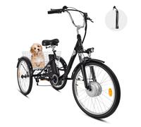 Tricycle électrique, tricycle électrique adulte à 3 roues, vélo cargo électrique 24 pouces équipé d'une batterie lithium 36 V 18 Ah, d'un moteur de 250W, d'un écran LCD et d'une vitesse maximale de 25