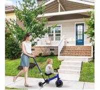Tricycle Enfant Évolutif 3-En-1 Bleu - ERROLVES - Poignée Poussée Siège Pédales Ajustables - Pour Bébé 18 Mois À 4 Ans