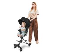 Tricycle Enfant Évolutif avec Siège Réversible, Tricycle Bébé avec Poignée de Poussée Réglable, Vélo Bébé Tout-Petit, Vélo de Marche, Siège Réversible, 30 x 55 x 86,5 cm - Noir