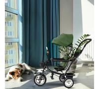 Tricycle Enfant Évolutif avec Siège Réversible,Tricycle Bébé avec Poignée de Poussée Réglable, Vélo Bébé Tout-Petit, Vélo de Marche, Siège Réversible, 4 en 1 (Vert)