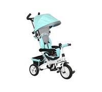 Tricycle enfant évolutif pare-soleil pliable canne télescopique amovible acier bleu turquoise