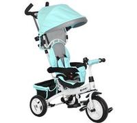 Tricycle enfant évolutif pare-soleil pliable canne télescopique amovible acier bleu turquoise Bleu G