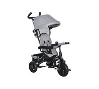 HOMCOM Tricycle bébé évolutif 6 en 1 vélo Poussette bébé avec poignée de poussée, auvent Amovible, Ceinture de sécurité à 5 Points, Rangement, Repose-Pieds, Frein, pour Enfants de 1 à 5 Ans, Gris