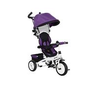 HomCom Tricycle enfant évolutif 6 en 1 – pare-soleil pliable, canne télescopique amovible – Violet