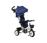 HomCom Tricycle bébé évolutif 6 en 1, pliable, poignée parentale réglable, bleu foncé