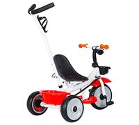 Tricycle Enfant Évolutif - Tricycle à Pousser pour Filles et Garçons, avec Barre à Pousser et Panier Vélo 3 Roues Tricycle Enfant Jeux Jouet Sport extérieur- 75 * 50 * 87 cm-Blanc et Rouge