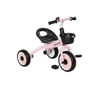 Tricycle enfant multi-équipé garde-boue sonnette panier pédales antidérapantes siège réglable avec dossier métal rose Rose G
