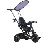 Tricycle Enfant Pare-Soleil Pliable Canne Amovible Benne Rangement Acier Bleu À Pois Noir