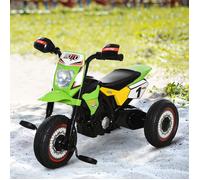 Tricycle Enfants Moto Cross Effets musicaux et Lumineux Coffre Rangement Vert