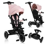 Lionelo Tricycle évolutif Berry – Poussette – Siège réversible pivotant 360°, jusqu'à 25 kg – Rose