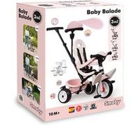 Smoby Tricycle Baby Balade (7600741404) - Évolutif 3 en 1, Poignée parentale, Pare-soleil Rose