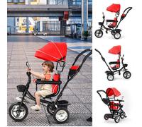 Tricycle évolutif 4 en 1 - XUANYU - Siège Rotatif - Auvent Rabattable - Rouge