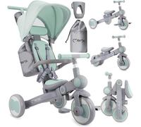 Tricycle évolutif 4en1 - MOMI - SOLIVIA - Vert - Dès 12 mois - Sac et porte-gobelet inclus