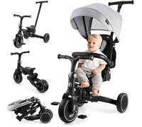 Tricycle Évolutif 8-en-1 - HYPERMOTION - Tobi Forest - Siège Pivotant 360° - Pare-soleil Réglable - Gris