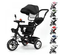Tricycle évolutif Bébé avec Siège Pivotant à 360° vélo 1-6 Ans - Tricycle Bébé, Capote Extensible et Poignée Parentale