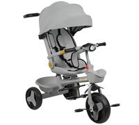 Tricycle évolutif Bébé avec Siège Pivotant à 360° vélo 2 Ans - Poussette Bébé, 1-5 Ans ou 25 kg - Lumière, Rangement, Capote Extensible et Poignée Parentale (Gris, 81 x 60 x 95 cm)