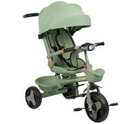 Tricycle évolutif Bébé avec Siège Pivotant à 360° vélo 2 Ans - Poussette Bébé, 1-5 Ans ou 25 kg - Lumière, Rangement, Capote Extensible et Poignée Parentale (Vert, 81 x 60 x 95 cm)