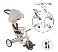 Globber - Explorer 4 EN1 ECO - Tricycle évolutif 100% Plastique recyclé, De 10 Mois à 5 Ans, Beige Coconut