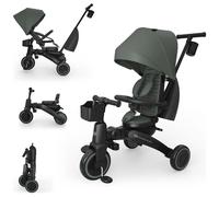 Kinderkraft Jazz 3 Tricycle Pliable, siège Rotatif 360°, Position Semi-allongée Face et Dos à la Route, Canopy UPF 50+, Pliage Compact, dès 9 Mois, Verde