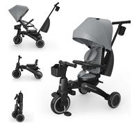 Tricycle pliant 6-en-1 - KINDERKRAFT - JAZZ 3 - Siège 360° inclinable - Capote UPF50+ déperlante - Pliage compact