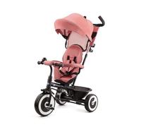 Tricycle Évolutif Kinderkraft ASTON, 9 Mois à 5 Ans, Roues Increvables, Selle Pivotante, Capote Pliante, Multi-Configurations, Rose