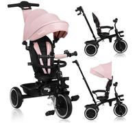 Tricycle évolutif LIONELO Berry - Poussette - Réglable - Jusqu'à 25 kg - Siège réversible - Sac - Porte-gobelet - Sonnette - Rose