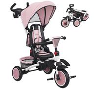 Tricycle Évolutif Pliable Réglable 6 En 1 Rose
