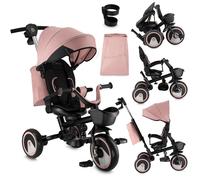 Tricycle pour Enfants MoMi IVI, Tricycle avec siège 360°, Harnais de sécurité 3 Points, Repose-Pieds, Toit Solaire, Roues EVA, Canne parentale réglable, Sac Amovible et Panier à Jouets