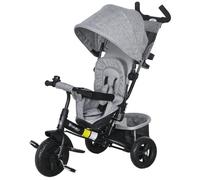 Tricycle évolutif pour enfant - 6-en-1 polyvalent - Gris - Harnais de sécurité à 5 points - Auvent amovible