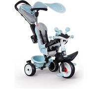 Smoby Tricycle Baby Driver Plus – Vélo évolutif dès 10 mois, roues silencieuses, frein de parking Bleu