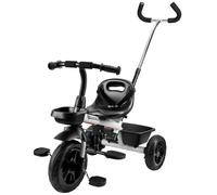 Tricycle HyperMotion TOBI VECTOR - roues gonflables à l'infini + barre de poussée. Couleur : gris clair.
