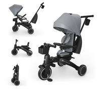 Tricycle Jazz 3, Évolutif 6 Modes Dès 9 Mois Pivotant, Dossier Inclinable, Capote Upf 50+, Poignée Parent, Compact, Mode Draisienne, Roue Libre, Jusqu?à 25 Kg Gris TU