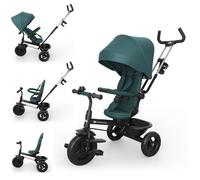 Tricycle Kinderkraft ASTON 2 PLUS avec guidon parental évolutif 6 en 1 siège 360° canopy réglable semi-allongé Vert