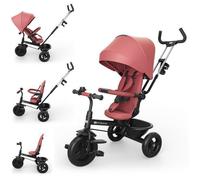 Tricycle Kinderkraft ASTON 2 PLUS évolutif 6 en 1 siège pivotant 360° semi-allongé avec guidon parental canopy Rose