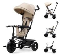 Tricycle Kinderkraft FREEWAY 2 5 en 1 Évolutif Siège Rotatif 360° Poignée Parent Roue Libre Harnais 3 Points Beige