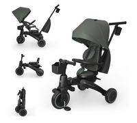Tricycle Kinderkraft JAZZ 3 évolutif pliable 6 modes siège réversible inclinable canopy UPF50+ poignée parentale Vert