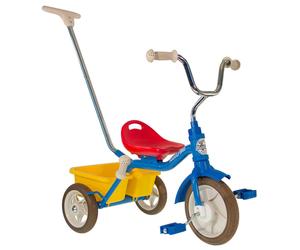 Tricycle métal avec canne et benne bleu TU
