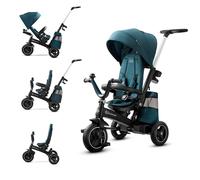 Kinderkraft EASYTWIST Tricycle pour Enfant avec Accessoires, fenêtre de Toit, Sangles de sécurité, Rotation à 360 °, Roue Libre, Barre de poussée, Convient aux Enfants de 9 Mois à 5 Ans, Vert