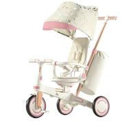 Tricycle multifonction 9 en 1 pour enfants, poussette transformable et voiture d'équilibre, poignée réglable, design pliable, sûr et durable, adapté pour les enfants de 18 mois à 5 ans (trois cols