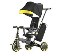 Tricycle multifonction 9 en 1 pour enfants, poussette transformable et voiture d'équilibre, poignée réglable, design pliable, sûr et durable, adapté pour les enfants de 18 mois à 5 ans (trois cols