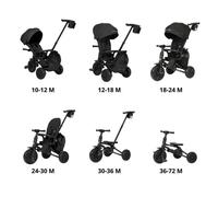Tricycle - QPLAY - Nova Max - Noir - Évolutif - Siège pivotant 360° - Roues increvables